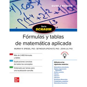 Portada del libro FORMULAS Y TABLAS DE MATEMATICA APLICADA Autor SPIEGEL, MURRAY R Y OTROS