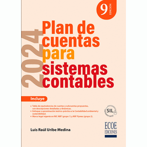 Portada del libro PLAN DE CUENTAS PARA SISTEMAS CONTABLES 2024 Autor URIBE MEDINA, LUIS RAUL