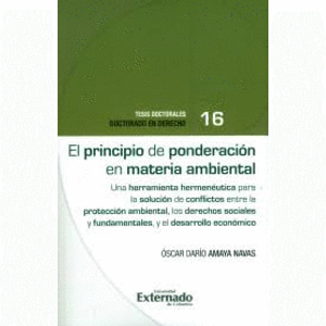 Portada del libro EL PRINCIPIO DE PONDERACION EN MATERIA AMBIENTAL Autor AMAYA NAVAS, OSCAR DARIO