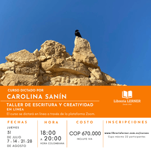 Portada del libro Taller virtual de escritura y creatividad Autor Carolina Sanin