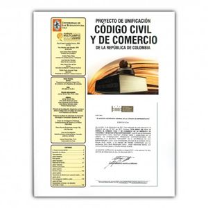 Portada del libro PROYECTO DE UNIFICACION CODIGO CIVIL Y DE COMERCIO DE LA REPUBLICA DE COLOMBIA Autor RINCON RIOS, JARVEY Y OTROS